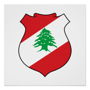 Poster armoiries du pays Liban symbole emblème drapeau