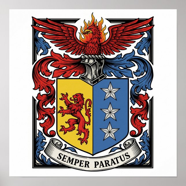 Poster Armoiries héraldiques de Semper Paratus (Devant)