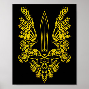 Poster Armoiries jaunes stylisées de l'Ukraine - P ukrain