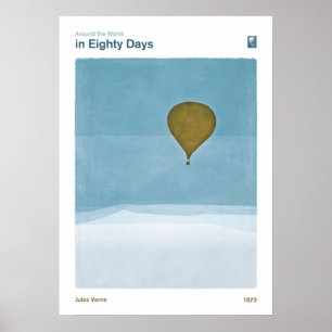 Poster Around the World in Eighty Days Jules Verne Liter