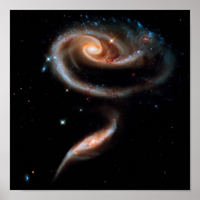 Poster Arp 273 Galaxies Roses Hubble Espace Photo (Devant)