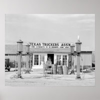 Arrêt de camion au Texas, 1939. Photo vintage