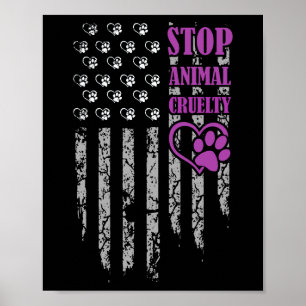 Poster Arrêter la cruauté animale Usa Drapeau Animaux de