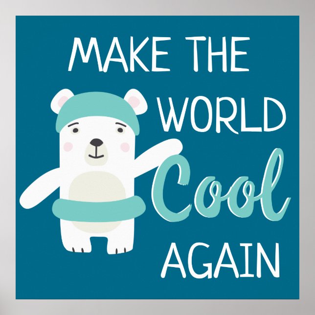 Poster Arrêter le changement climatique Ours polaire avec (Devant)