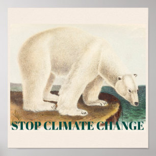 Poster Arrêter les changements climatiques Menacé Ours po