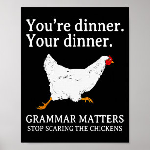 Poster Arrêtez d'effrayer les poulets Grammaire anglaise