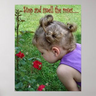 Poster Arrêtez et sentez l'affiche Rose