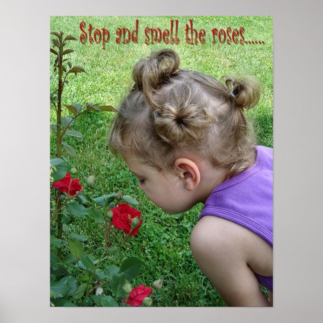 Poster Arrêtez et sentez l'affiche Rose (Devant)