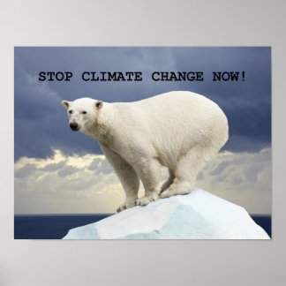 Poster ARRÊTEZ LE CHANGEMENT CLIMATIQUE MAINTENANT ! Ours