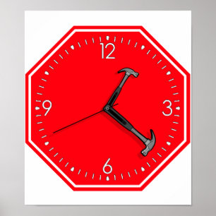 Poster Arrêtez l'horloge de signe de temps de marteau
