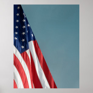 Poster ARRIÈRE-PHOTO COMPACTE - Drapeau US sur gris bleu