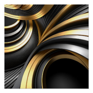 Poster Arrière - plan Abstrait de luxe avec Gold et Black