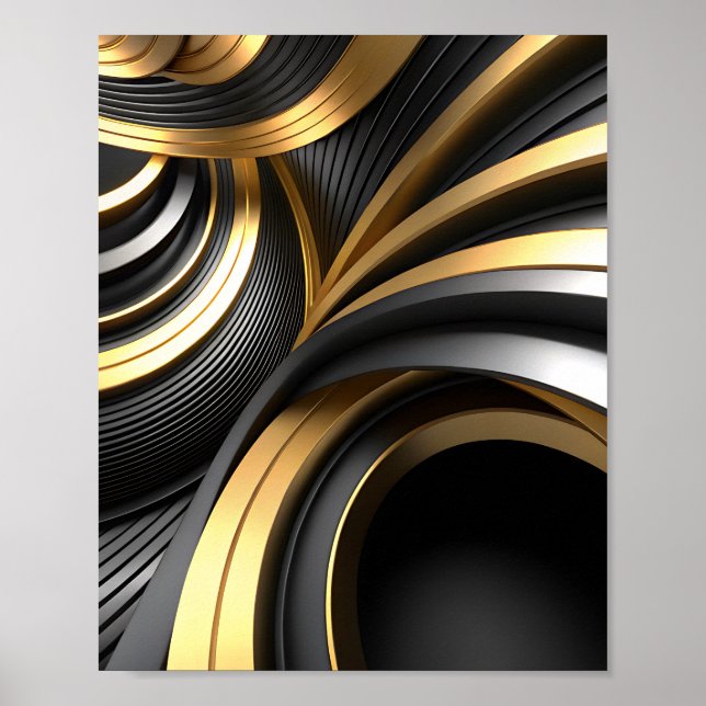 Poster Arrière - plan Abstrait de luxe avec Gold et Black (Devant)