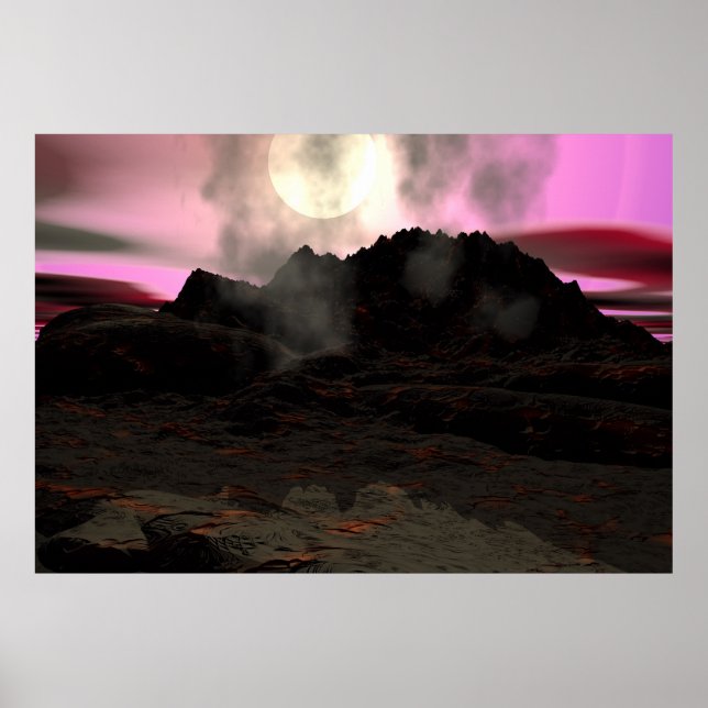 Poster Arrière - plan Aquarium Volcano Lava. (Devant)