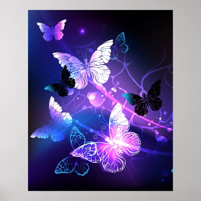 Poster Arrière - plan avec papillons de nuit (Devant)