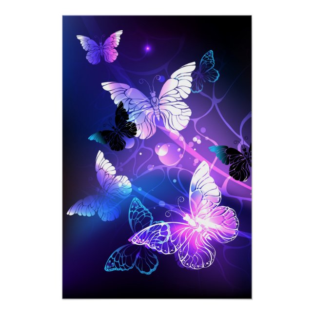 Poster Arrière - plan avec papillons de nuit (Devant)