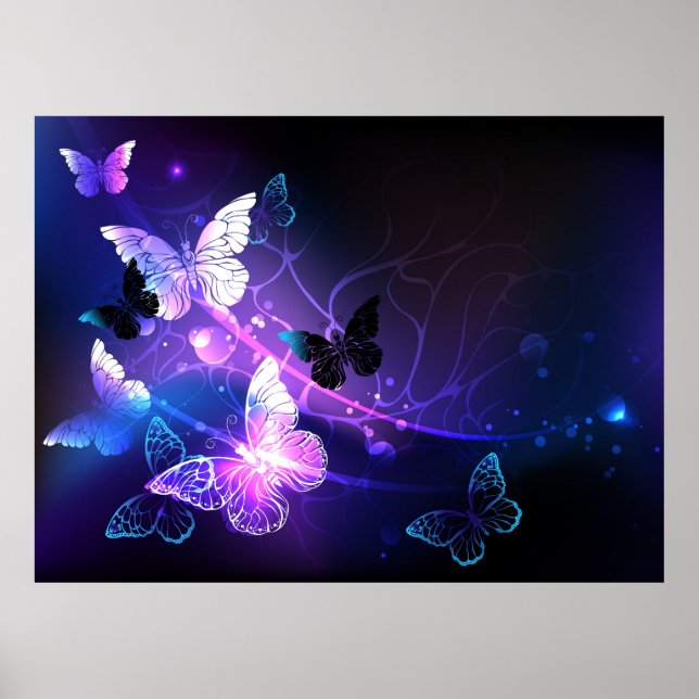 Poster Arrière - plan avec papillons de nuit (Devant)