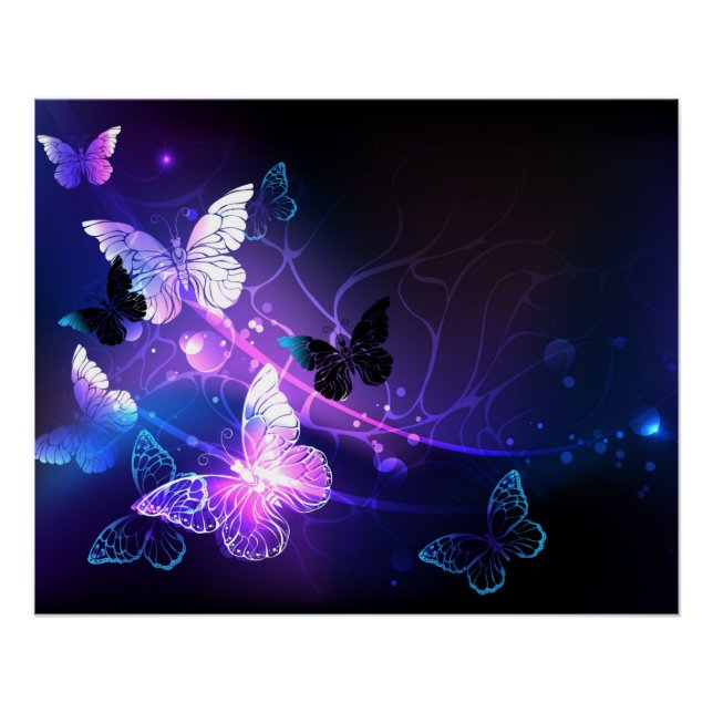 Poster Arrière - plan avec papillons de nuit (Devant)