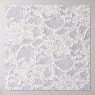 Poster Arrière - plan blanc de motif de dentelle de fleu