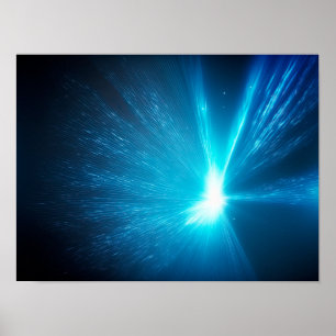 Poster arrière - plan bleu Abstrait avec rayons de lumièr