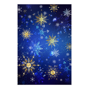 Poster Arrière - plan Bleu XMAS avec des flocons de neige
