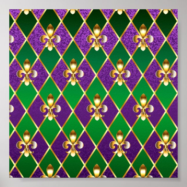 Poster Arrière - plan de bijoux Mardi Gras (Devant)