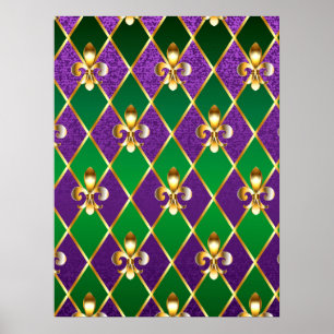 Poster Arrière - plan de bijoux Mardi Gras