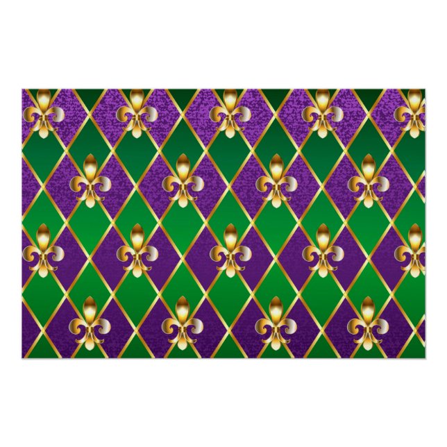 Poster Arrière - plan de bijoux Mardi Gras (Devant)