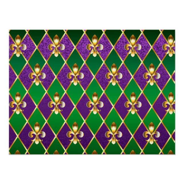 Poster Arrière - plan de bijoux Mardi Gras (Devant)