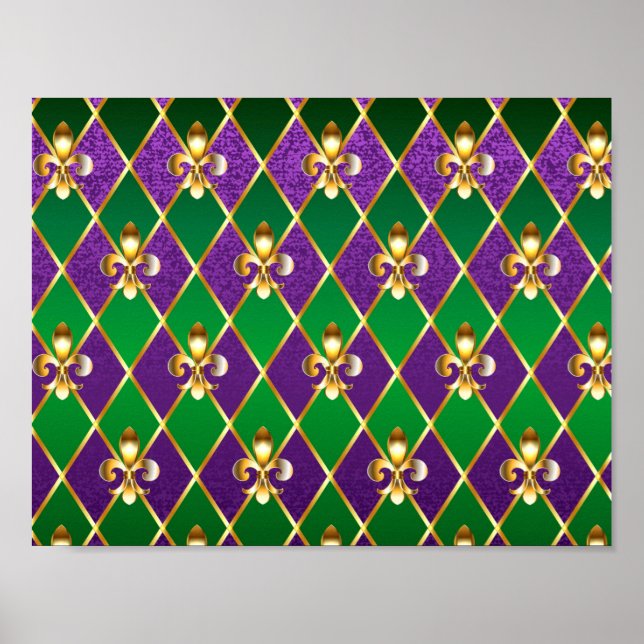 Poster Arrière - plan de bijoux Mardi Gras (Devant)