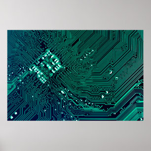 Poster Arrière - plan de carte de circuits électroniques,