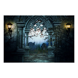 Poster Arrière - plan de cimetière sombre