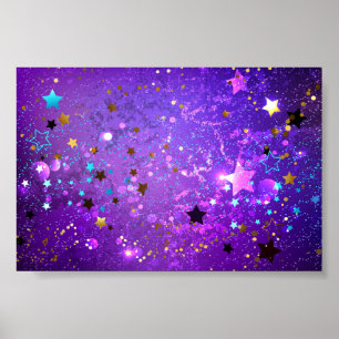 Poster Arrière - plan de feuille violet avec étoiles