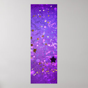 Poster Arrière - plan de feuille violet avec étoiles