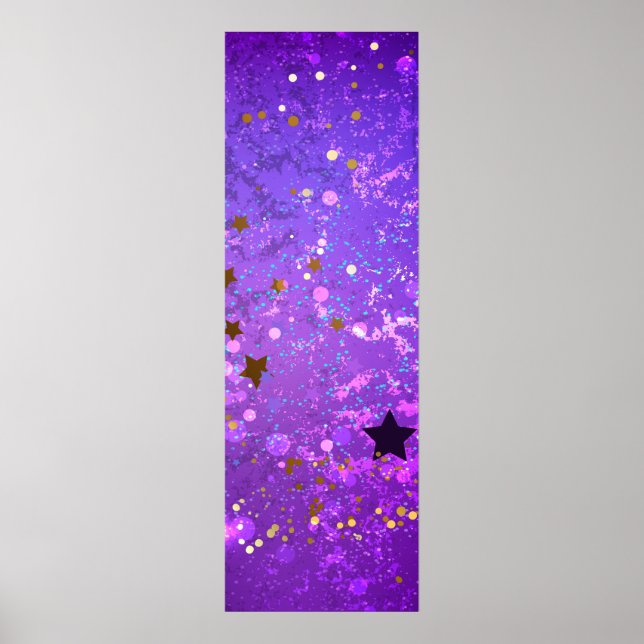 Poster Arrière - plan de feuille violet avec étoiles (Devant)