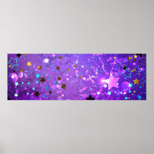 Poster Arrière - plan de feuille violet avec étoiles