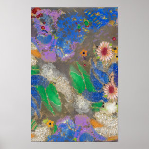 Poster Arrière - plan de fleurs abstrait d'Odilon Redon. 