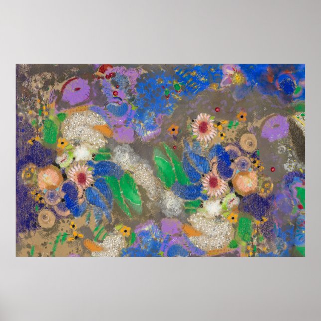Poster Arrière - plan de fleurs abstrait d'Odilon Redon. (Devant)