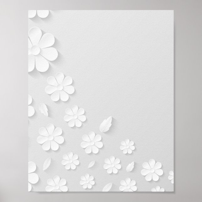 Poster arrière - plan de fleurs de papier blanc (Devant)