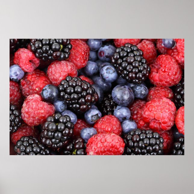 Poster Arrière - plan de fruits de forêt (Devant)