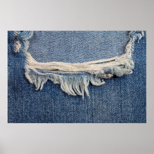 Poster Arrière-plan de jeans déchirés texturés. (Devant)