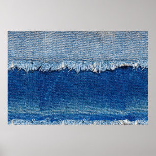 Poster Arrière - plan de jeans Denim. Tissu denim déchiré