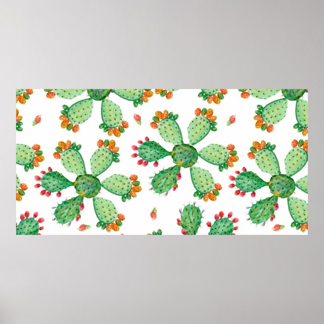 Poster Arrière - plan de jeu de cactus transparent en aqu (Devant)