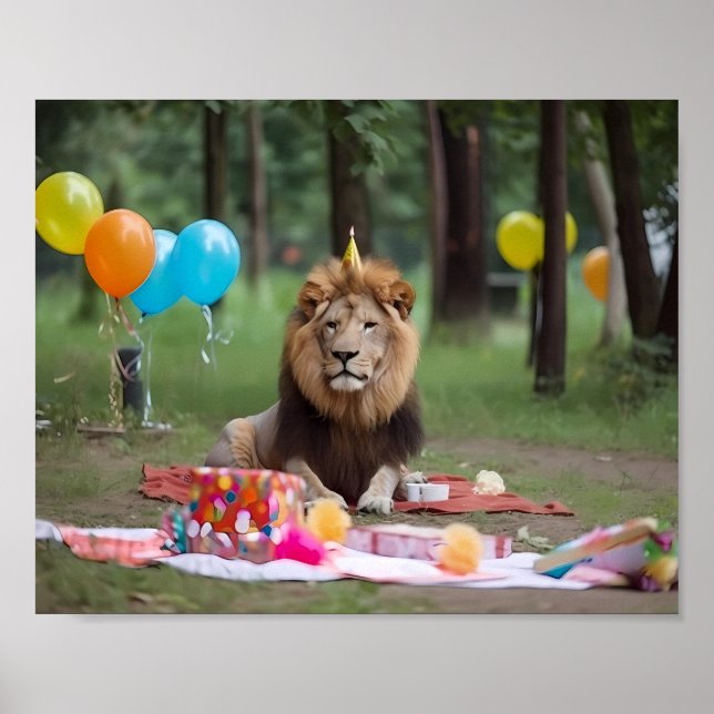 Poster Arrière - plan de la photographie du lion de fête  (Devant)
