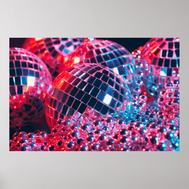 Poster Arrière - plan de la soirée disco brillant avec bo (Devant)