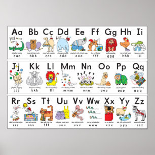Poster Arrière - plan de l'alphabet animal illustré