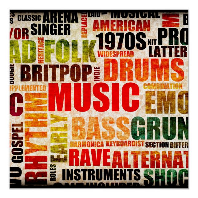 Poster Arrière - plan de musique avec différents genres e (Devant)