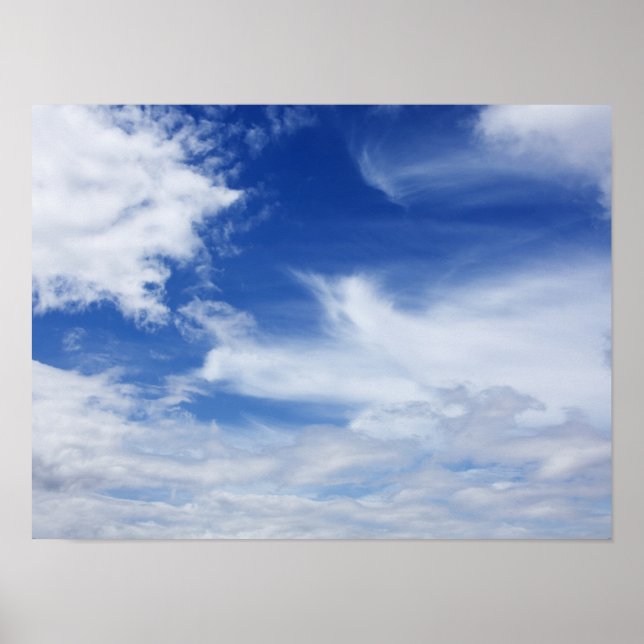 Poster Arrière - plan de nuages blancs Ciel bleu - Custom (Devant)