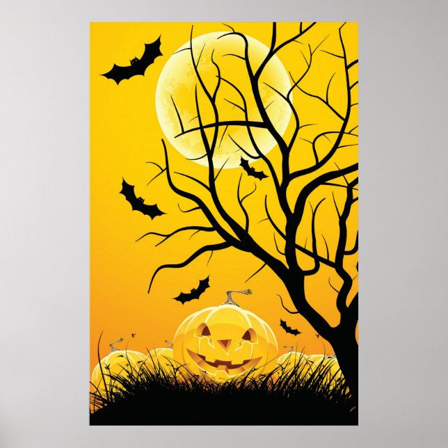 Poster Arrière - plan de nuit d'Halloween (Devant)