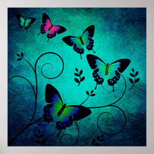 Poster Arrière - plan de papillons de texture